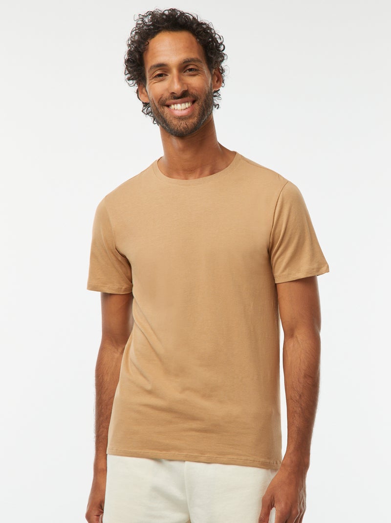 Effen T-shirt - Slim-fit Biege - Kiabi