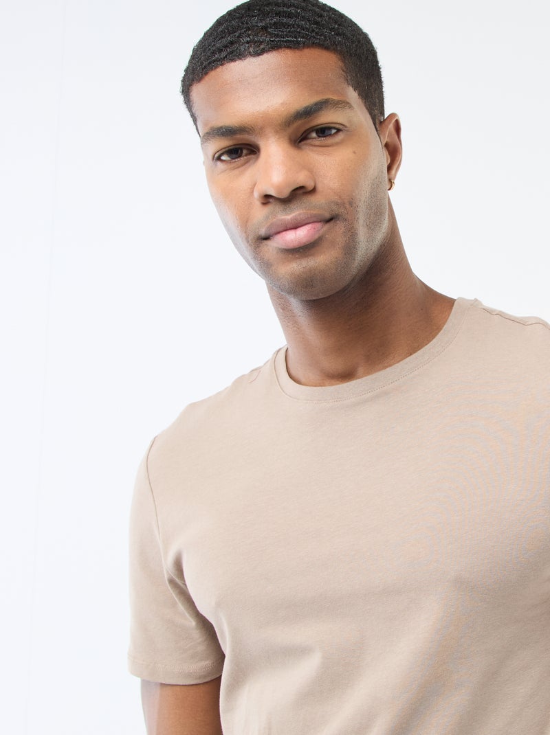 Effen T-shirt - Slim-fit Biege - Kiabi