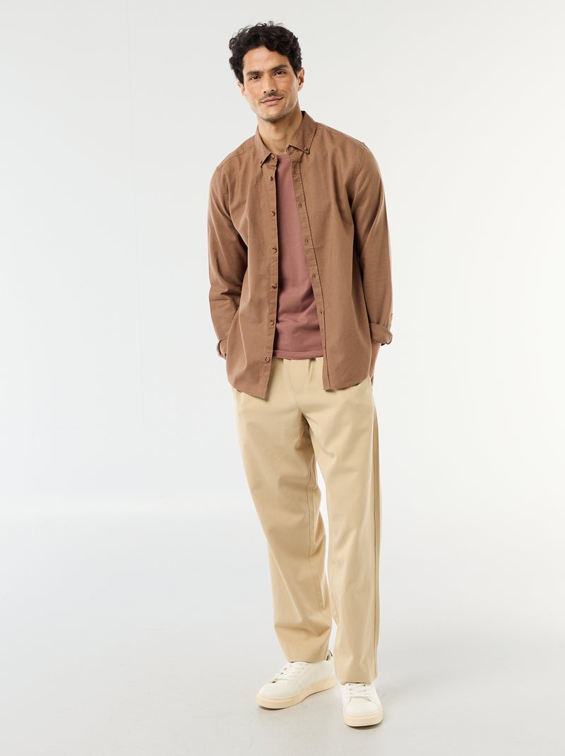 Effen T-shirt - Slim-fit Bruin - Kiabi