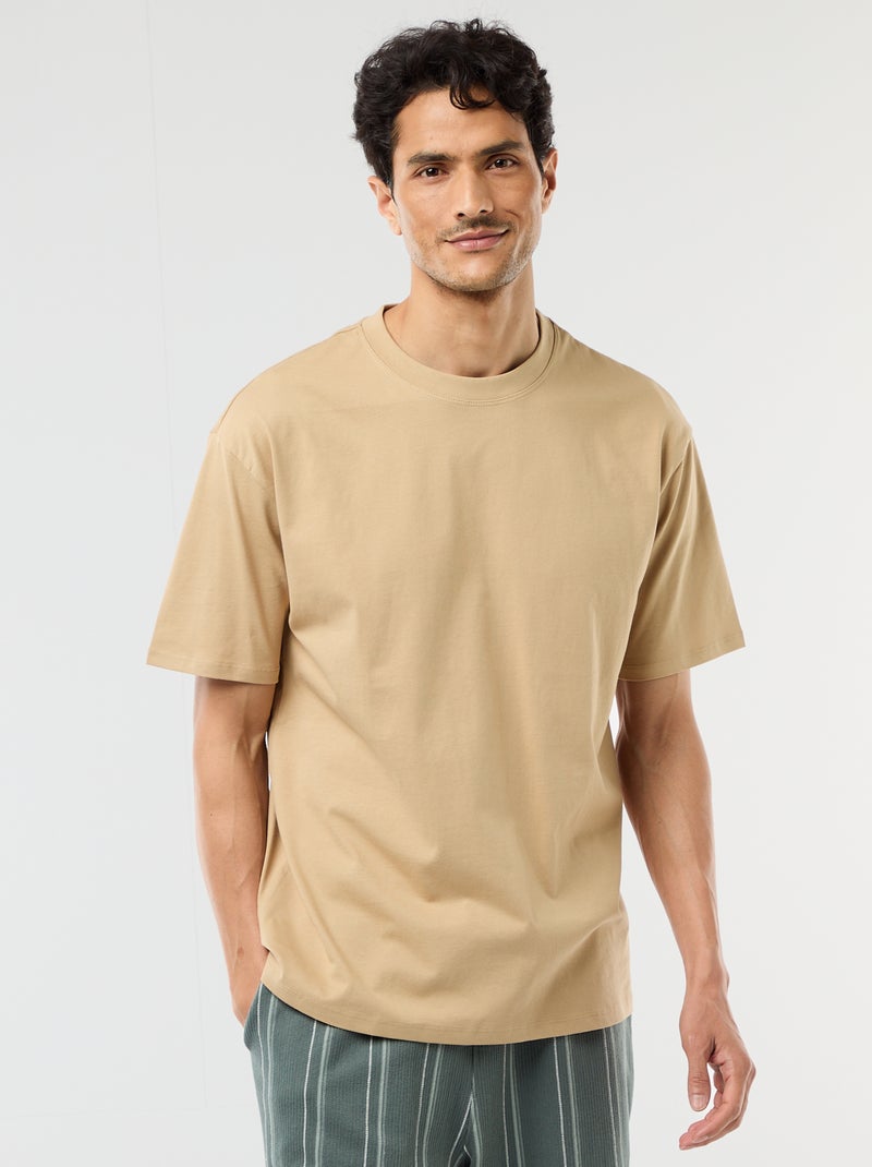 Effen T-shirt Comfort fit / Oversized Biege - Kiabi