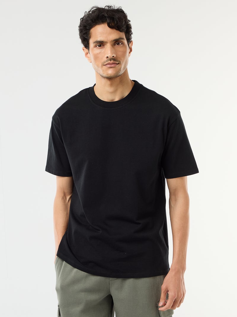 Effen T-shirt Comfort fit / Oversized Zwart - Kiabi