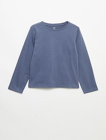 Effen T-shirt met aangerimpelde schouders