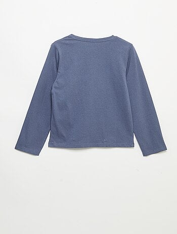 Effen T-shirt met aangerimpelde schouders