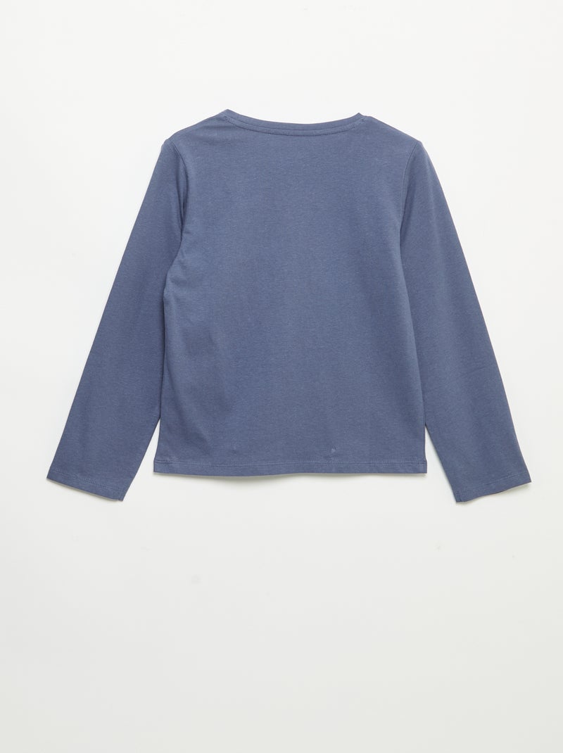 Effen T-shirt met aangerimpelde schouders Blauw - Kiabi