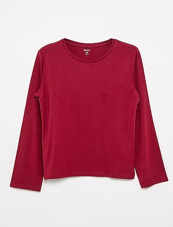Effen T-shirt met aangerimpelde schouders