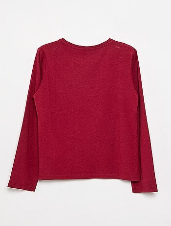 Effen T-shirt met aangerimpelde schouders