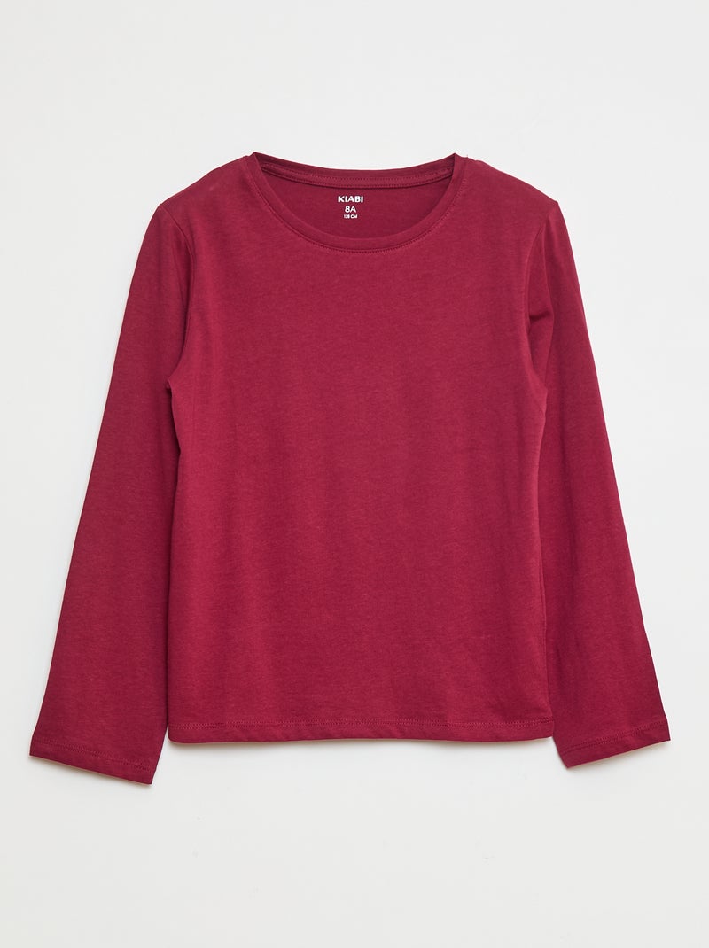 Effen T-shirt met aangerimpelde schouders Rood - Kiabi