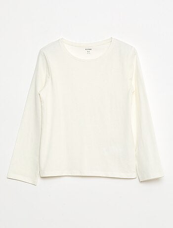 Effen T-shirt met aangerimpelde schouders