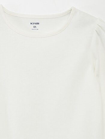 Effen T-shirt met aangerimpelde schouders