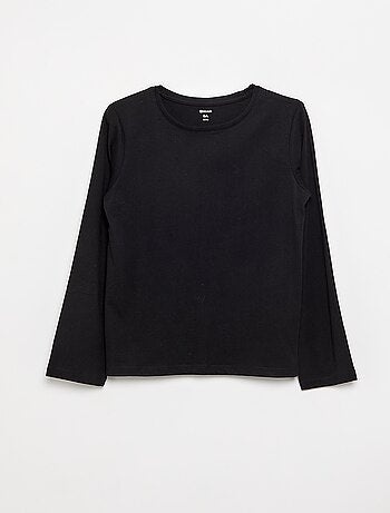 Effen T-shirt met aangerimpelde schouders