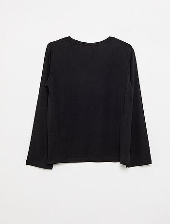 Effen T-shirt met aangerimpelde schouders