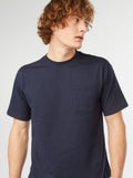 Effen T-shirt met borstzak BLAUW - Kiabi