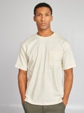 Effen T-shirt met borstzak Ecru - Kiabi