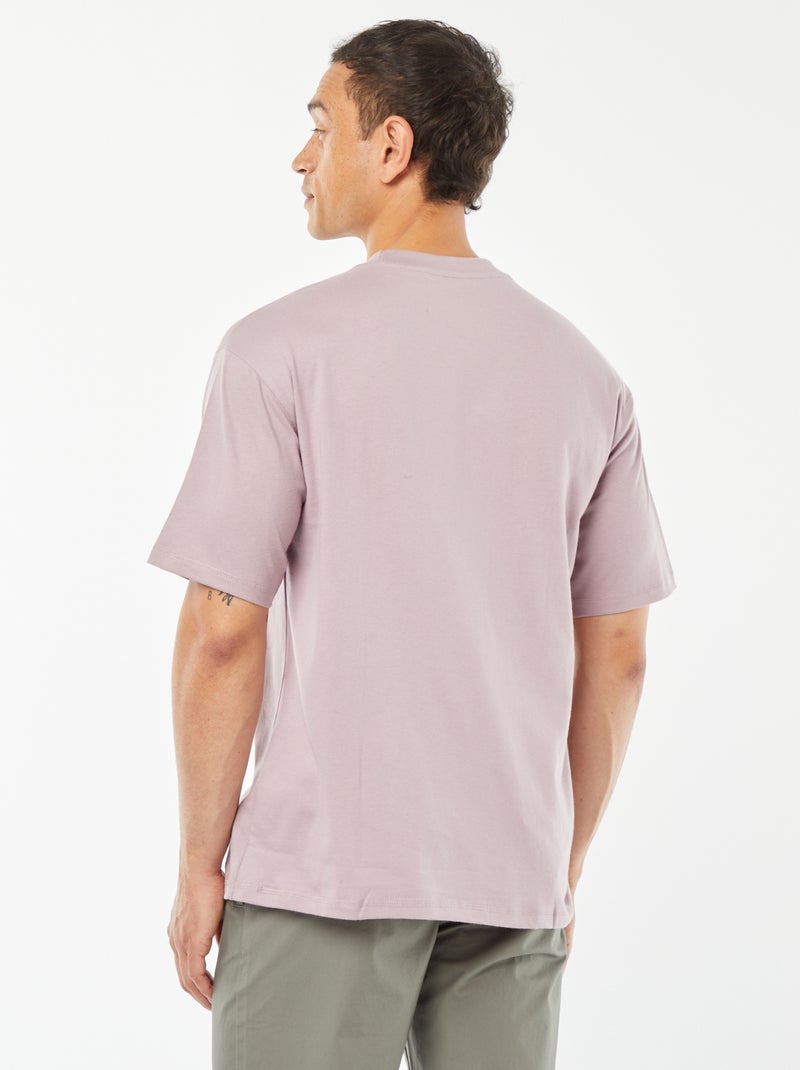 Effen T-shirt met borstzak PAARS - Kiabi