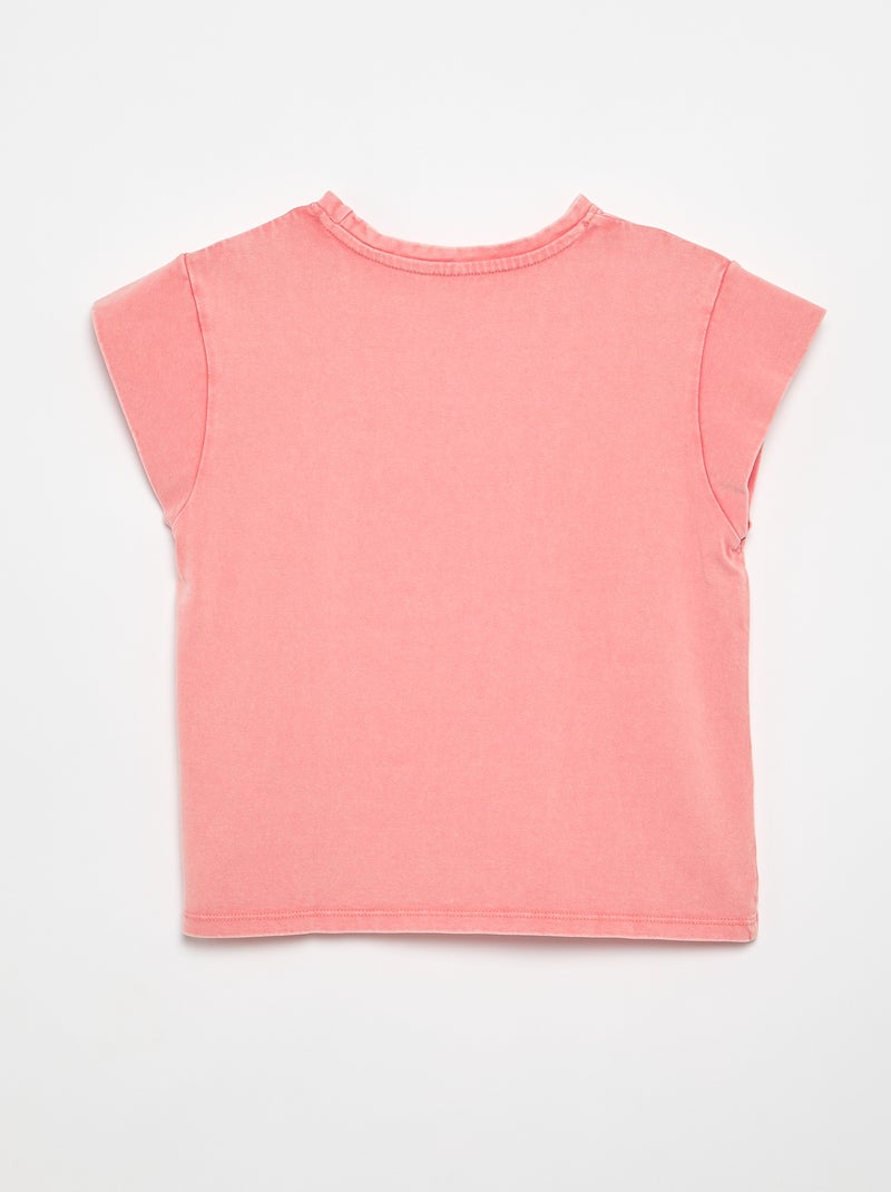 Effen T-shirt met extra korte mouwen Rose - Kiabi
