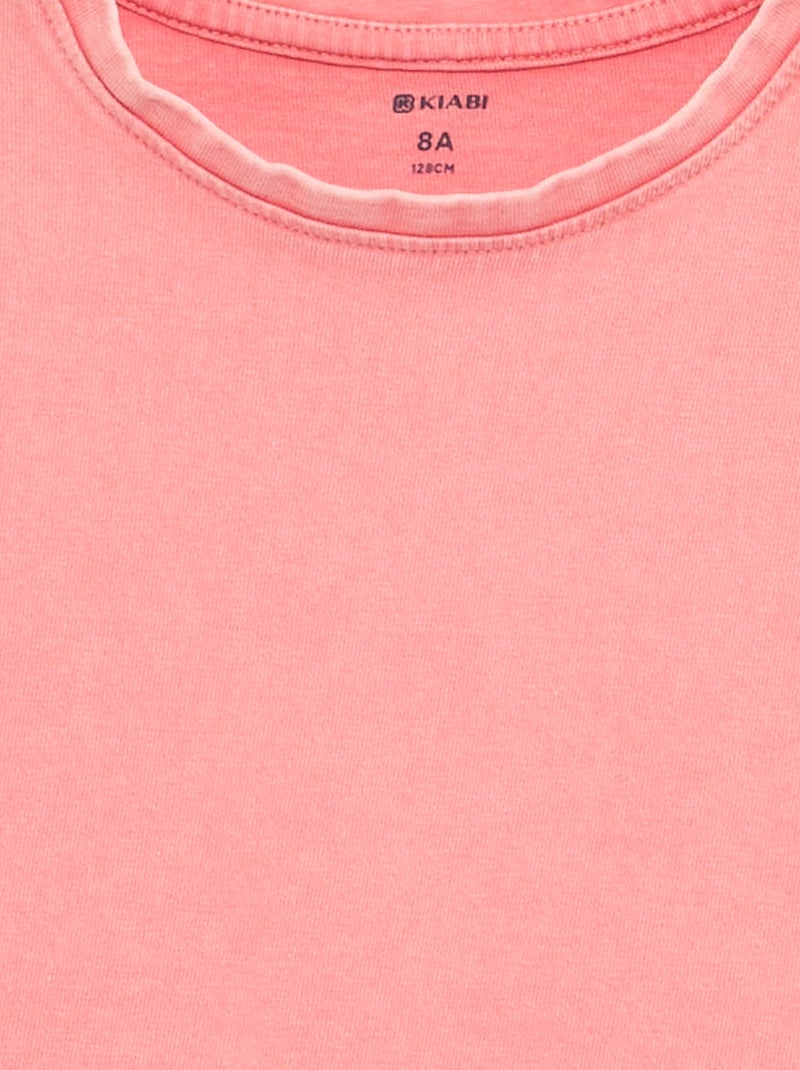 Effen T-shirt met extra korte mouwen Rose - Kiabi