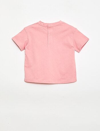 Effen T-shirt met fantasiebloemen aan de kraag