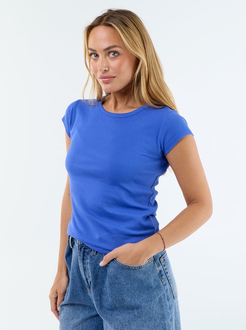 Effen T-shirt met halternek en korte mouwen - Kiabi