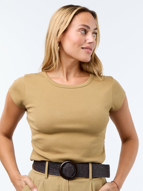 Effen T-shirt met halternek en korte mouwen - Kiabi