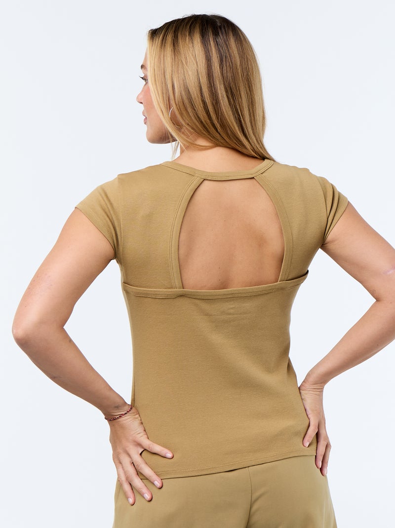 Effen T-shirt met halternek en korte mouwen Groen - Kiabi