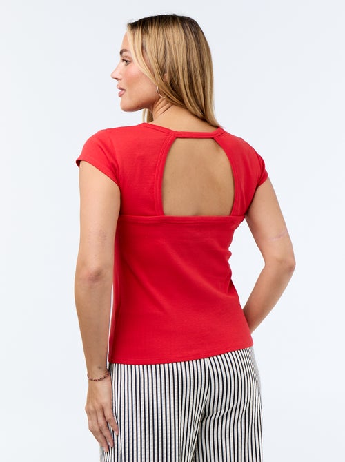 Effen T-shirt met halternek en korte mouwen - Kiabi