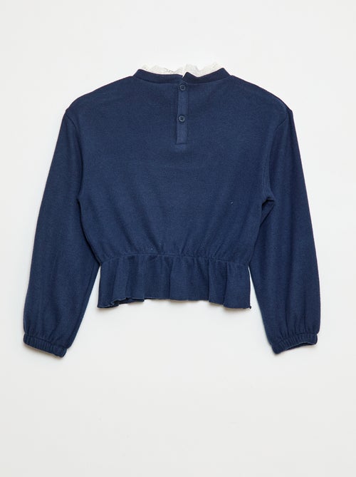 Effen T-shirt met kant - Kiabi