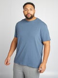 Effen T-shirt met korte mouw BLAUW - Kiabi