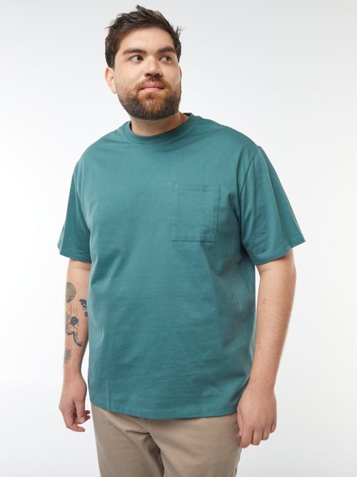 Effen T-shirt met korte mouw en borstzakje - Kiabi