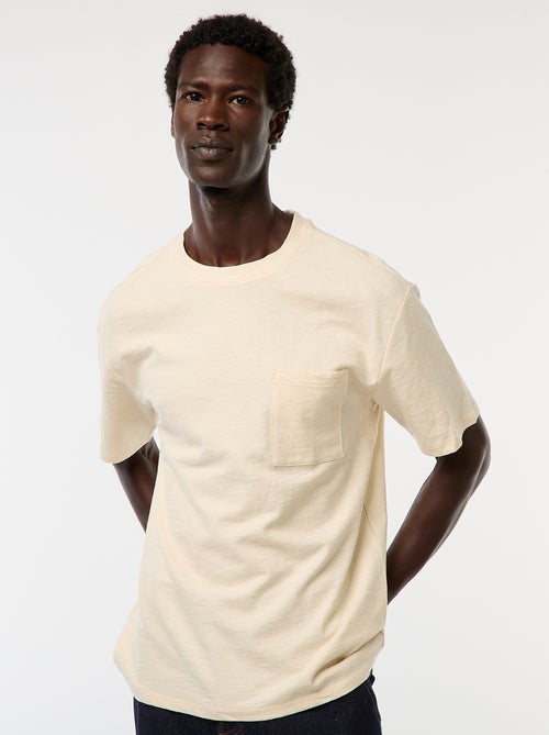 Effen T-shirt met korte mouw en borstzakje - Kiabi
