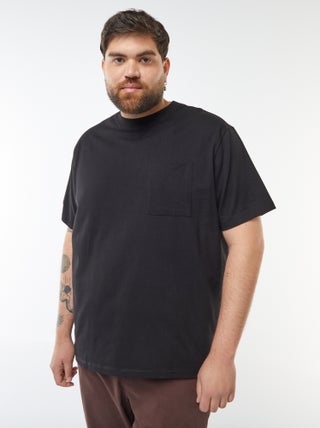 Effen T-shirt met korte mouw en borstzakje