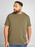 Effen T-shirt met korte mouw KAKI - Kiabi