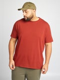 Effen T-shirt met korte mouw ORANJE - Kiabi