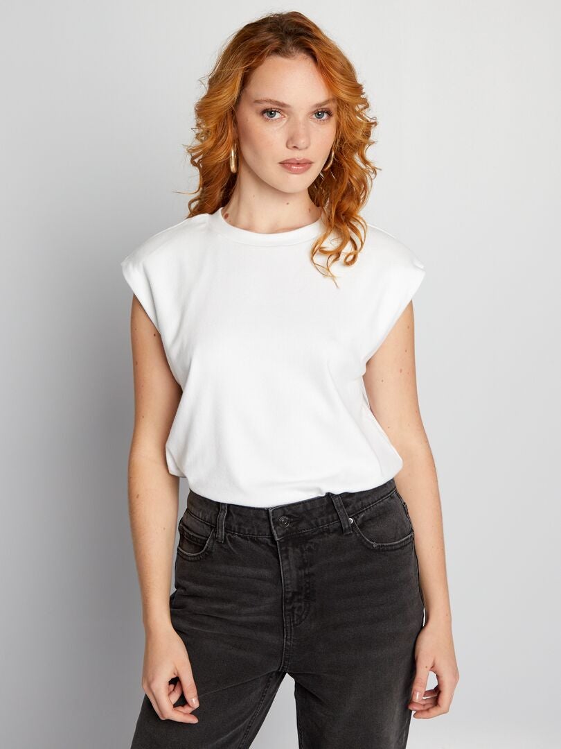 Effen T-shirt met korte mouw - wit - Tienermeisje - 6.00€ - Kiabi