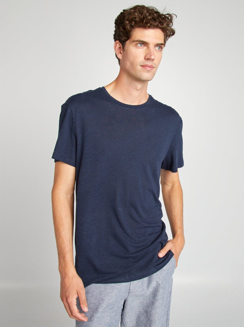 Effen T-shirt met korte mouw ZWART - Kiabi