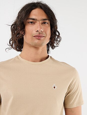 Effen T-shirt met korte mouwen en borduursel