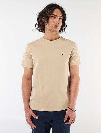 Effen T-shirt met korte mouwen en borduursel