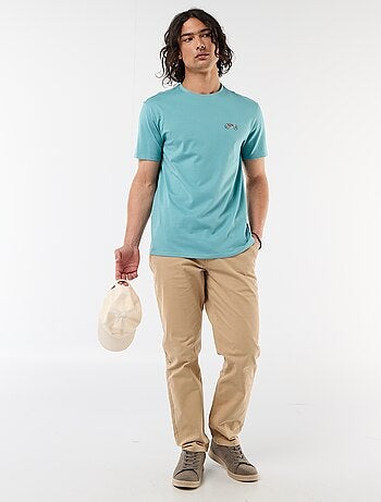 Effen T-shirt met korte mouwen en borduursel