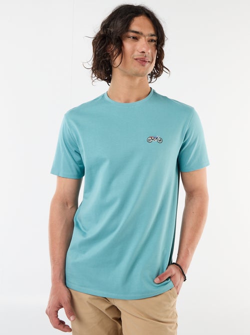 Effen T-shirt met korte mouwen en borduursel - Kiabi