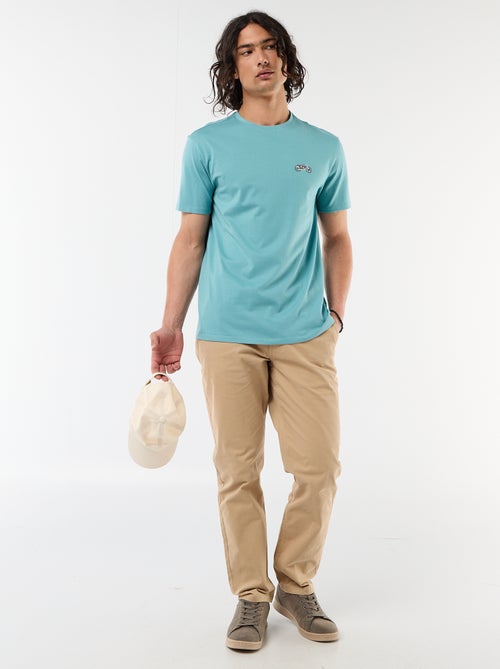 Effen T-shirt met korte mouwen en borduursel - Kiabi