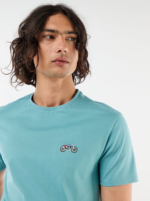 Effen T-shirt met korte mouwen en borduursel - Kiabi