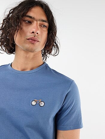 Effen T-shirt met korte mouwen en borduursel