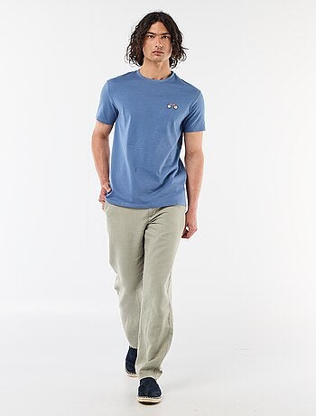 Effen T-shirt met korte mouwen en borduursel