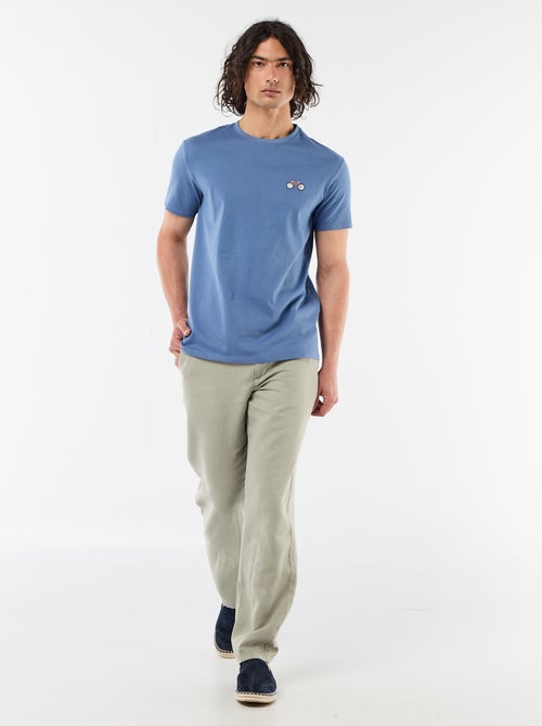 Effen T-shirt met korte mouwen en borduursel - Kiabi