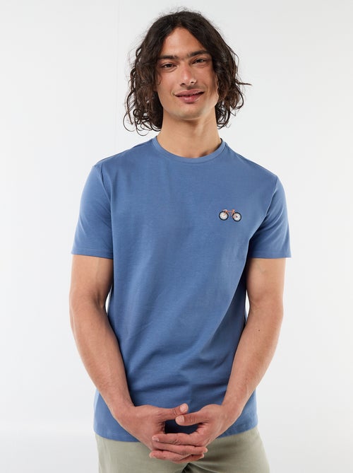 Effen T-shirt met korte mouwen en borduursel - Kiabi