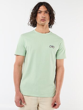 Effen T-shirt met korte mouwen en borduursel