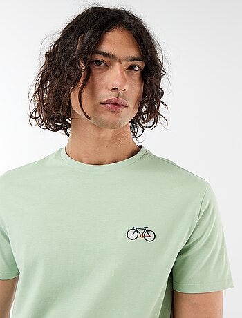 Effen T-shirt met korte mouwen en borduursel