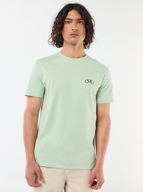 Effen T-shirt met korte mouwen en borduursel - Kiabi