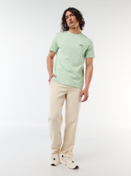 Effen T-shirt met korte mouwen en borduursel - Kiabi