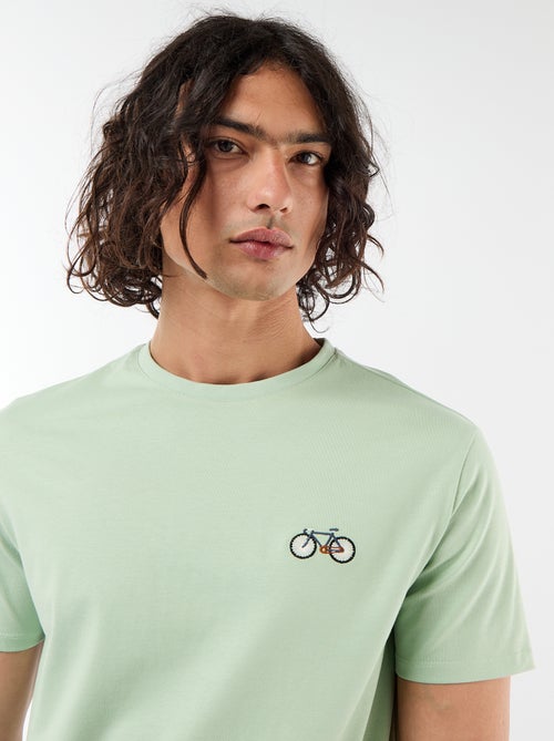 Effen T-shirt met korte mouwen en borduursel - Kiabi