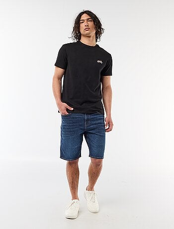 Effen T-shirt met korte mouwen en borduursel